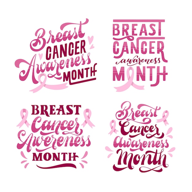 Free vector breast cancer awareness month label set