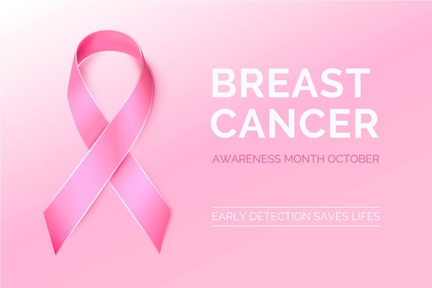 Breast cancer awareness month with pink ribbon