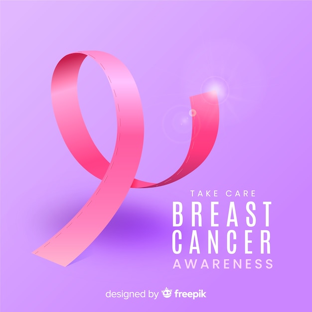 Breast cancer awareness with realistic ribbon