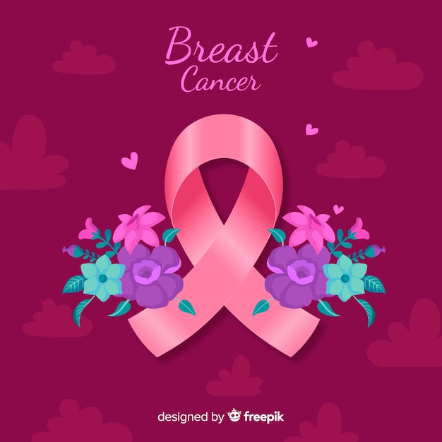 Breast cancer awareness with realistic ribbon