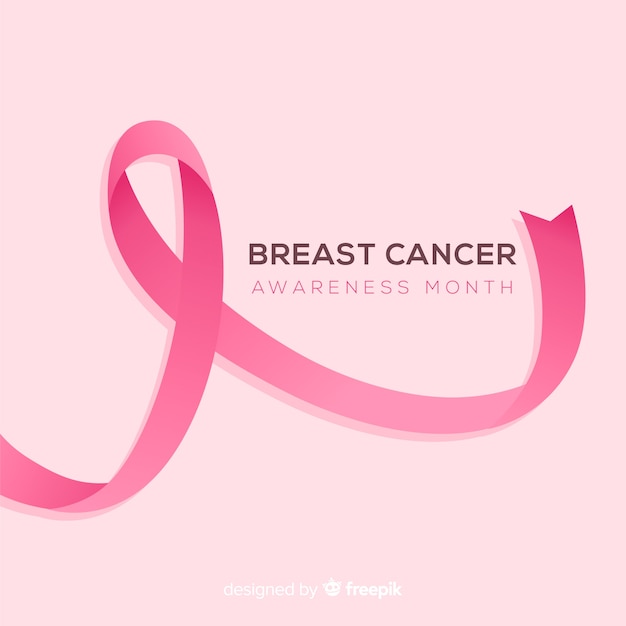 Breast cancer awareness with realistic ribbon