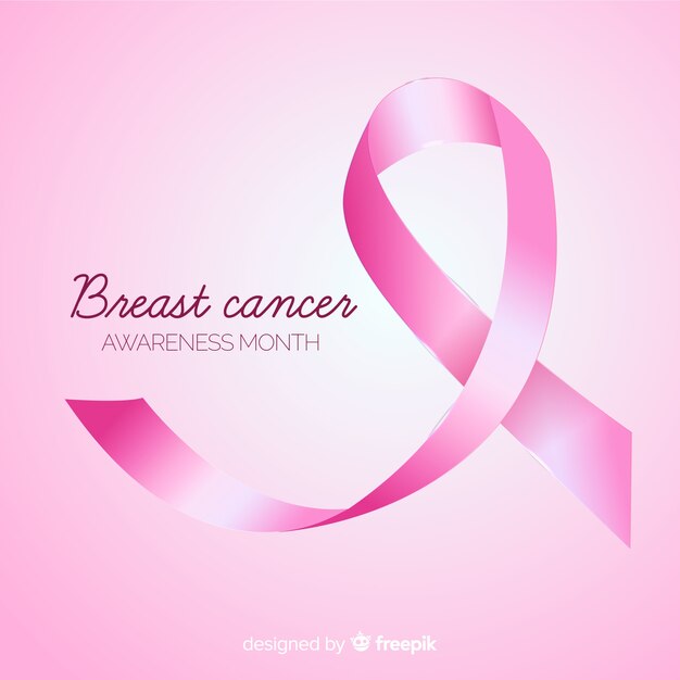 Breast cancer awareness with realistic ribbon