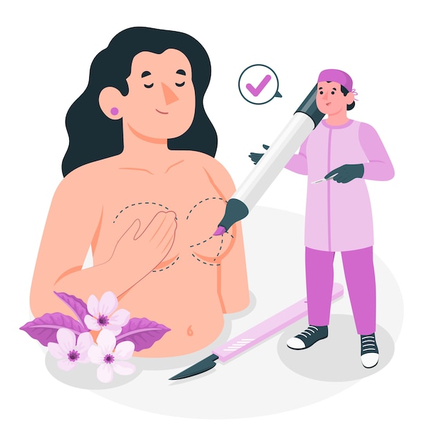 Free vector breast surgery concept illustration