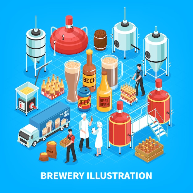 Brewery Isometric Composition