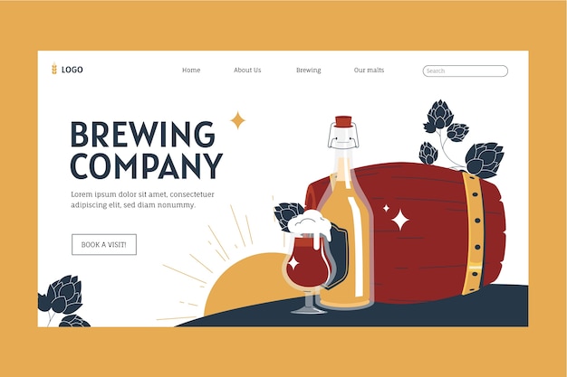 Free Vector brewery landing page design