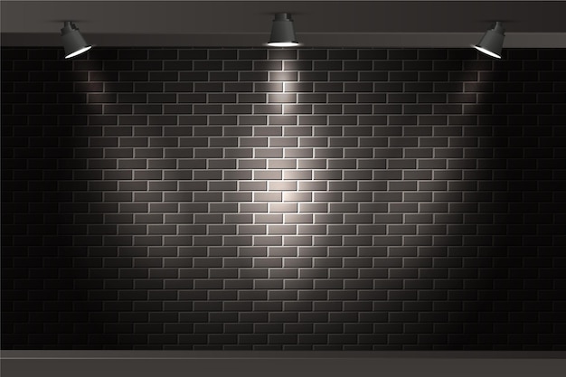 Brick wall with spot lights background