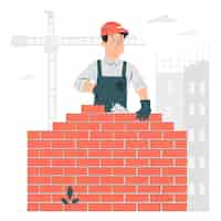 Free vector bricklayer concept illustration