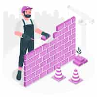 Free vector bricklayer concept illustration