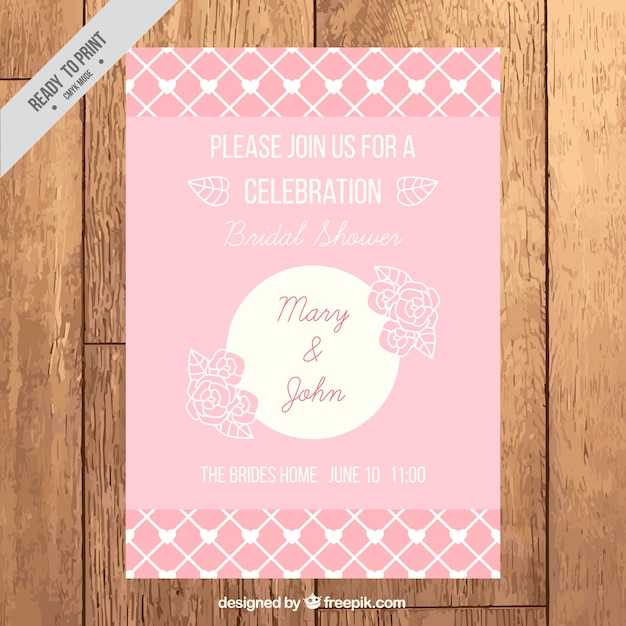 Bridal shower invitation in pastel pink tone