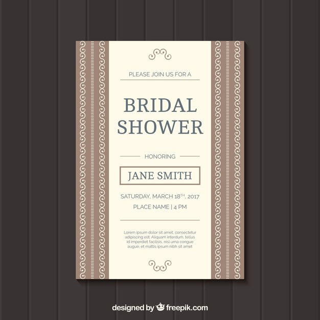 Bridal shower invitation with ornaments