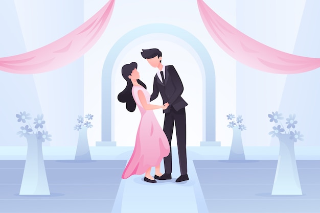 Free Vector bride and groom getting married