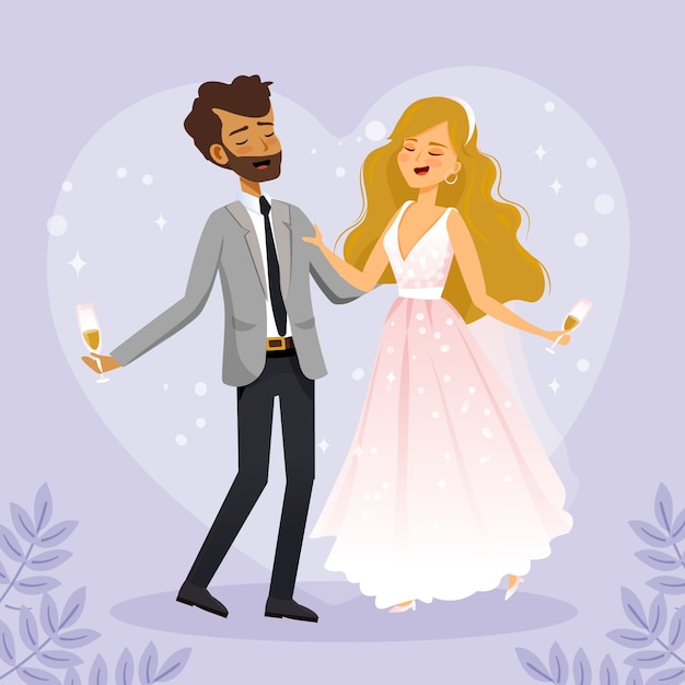 Bride and groom illustration