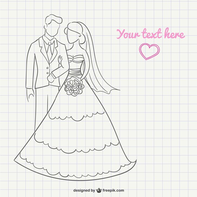 Bride and groom scribble