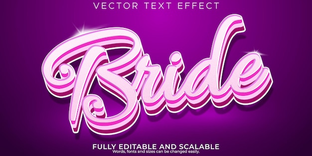 Free Vector bride love text effect editable pink and girl text style