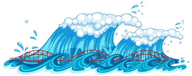 Free Vector bridge destroyed by ocean wave