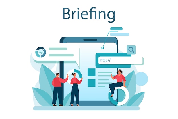 Free Vector briefing concept business people in front of coworkers with a relevant information presenting business plan or analytical report flat vector illustration