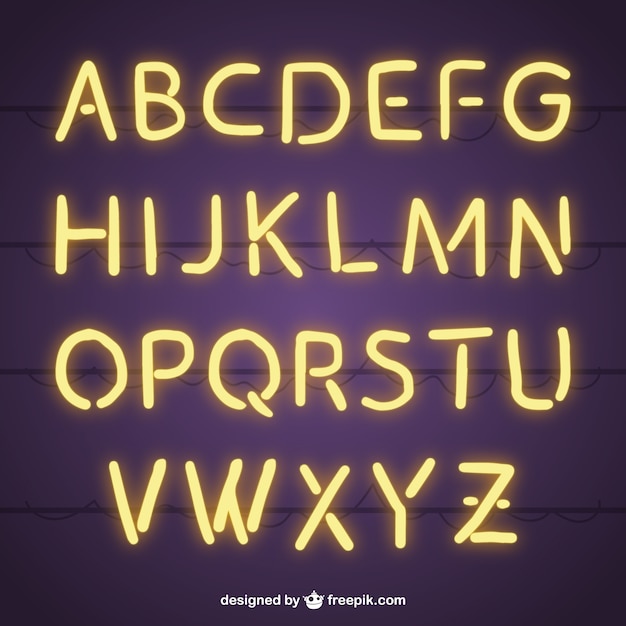 Bright alphabet with neon lights