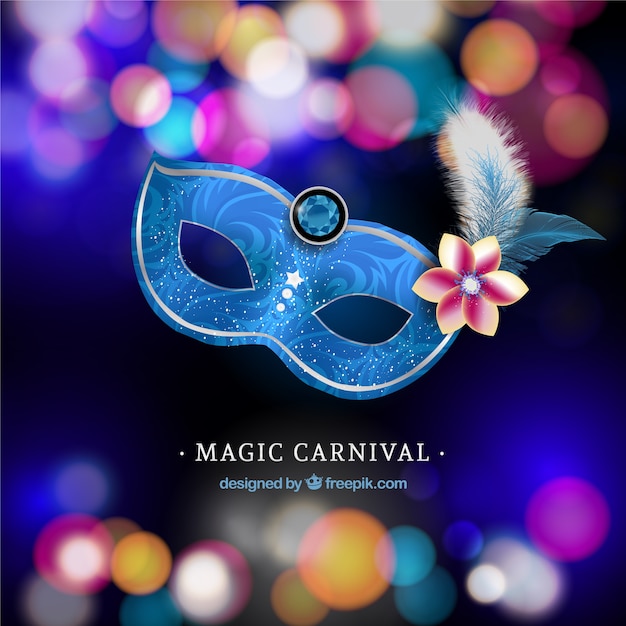 Bright carnival mask with blurred background