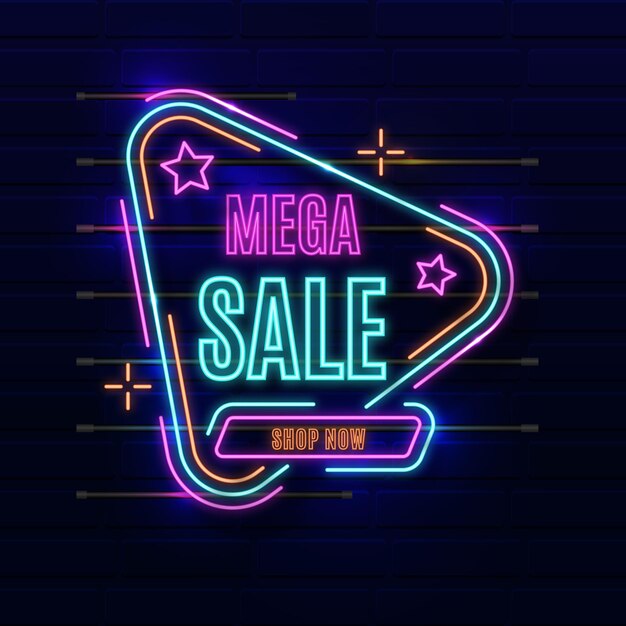 Bright colored neon sale sign