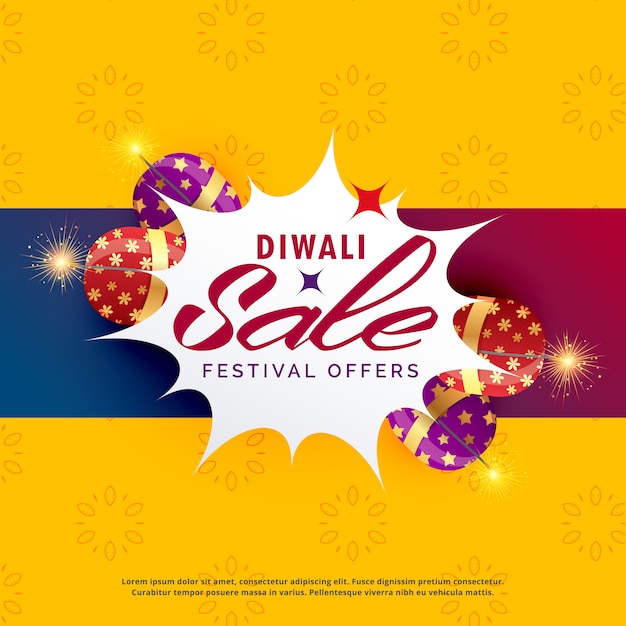 bright diwali sale and discount poster design with crackers