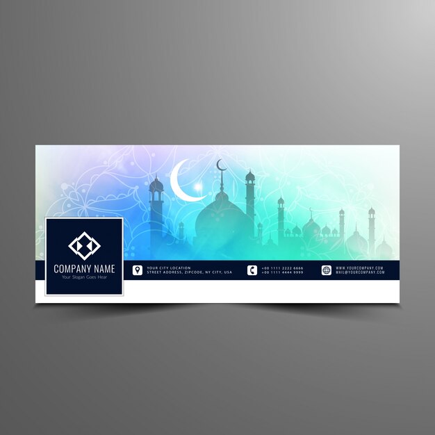 Bright eid mubarak design for facebook timeline