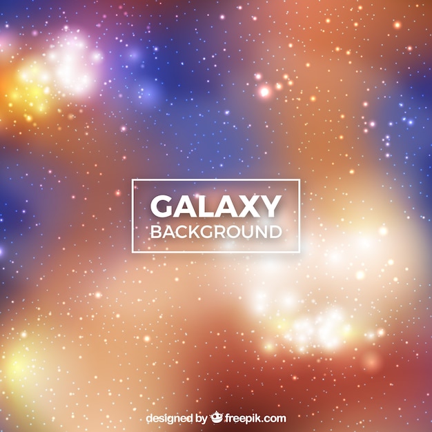 Free Vector bright galaxy background with blue and orange tones