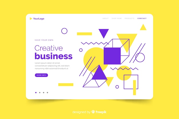 Bright geometric shapes landing page