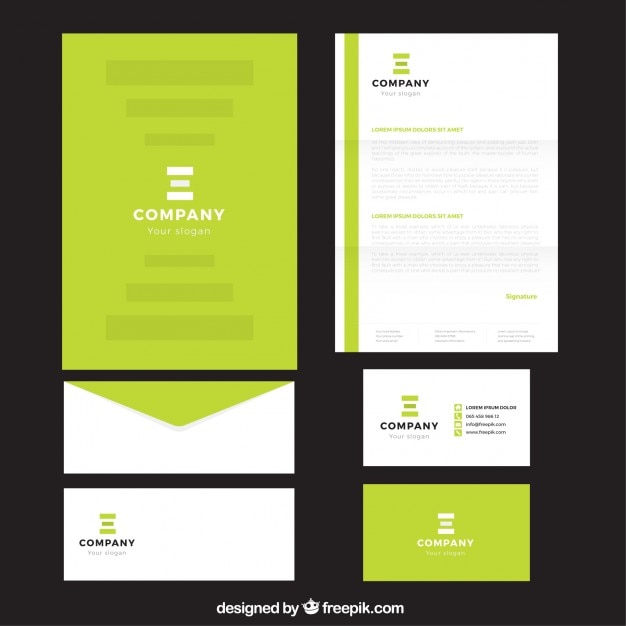 Free Vector bright green company stationery