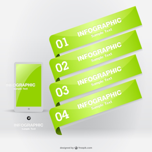 Free Vector bright green infographic labels