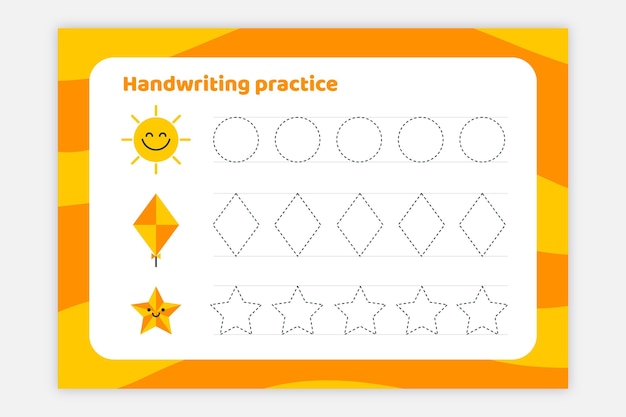 Free vector bright handwriting practice worksheet