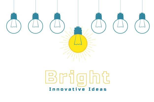 Free vector bright innovative idea concept with hanging light bulb