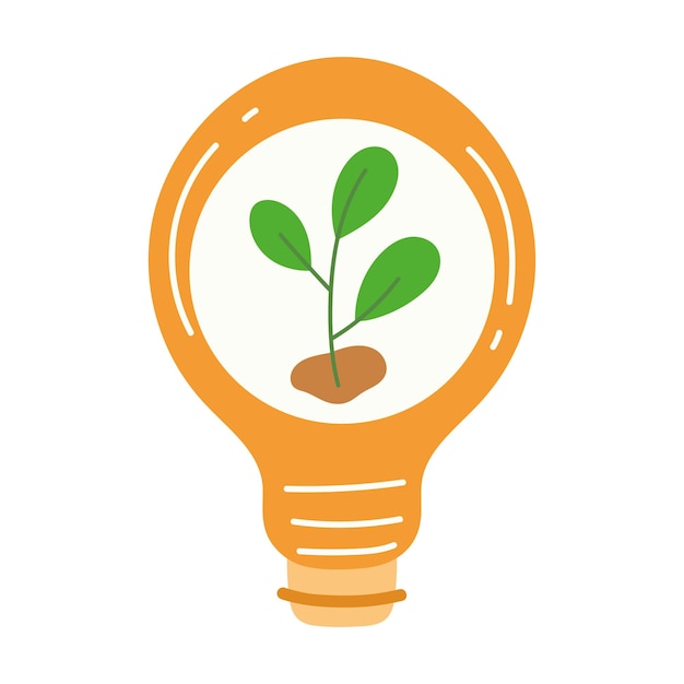 Free Vector bright light bulb sparks growth in nature icon isolated