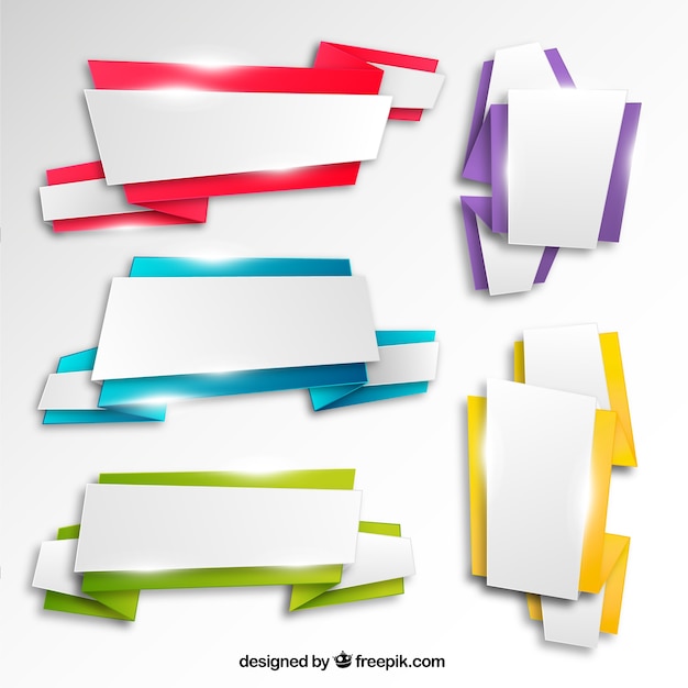 Free Vector bright origami banners