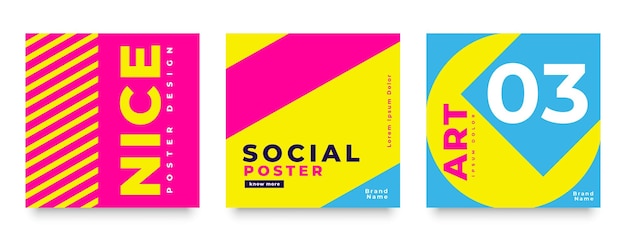 Free Vector bright trendy colors social media post banner templates