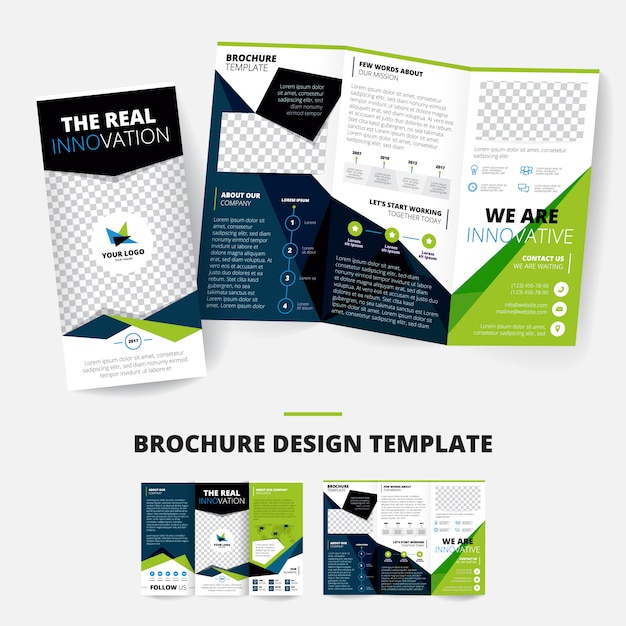 Free Vector brochure design template with geometric shapes information about company place for logo business inf