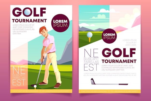 brochure of a golf tournament. Booklet with a man playing on green grass. 