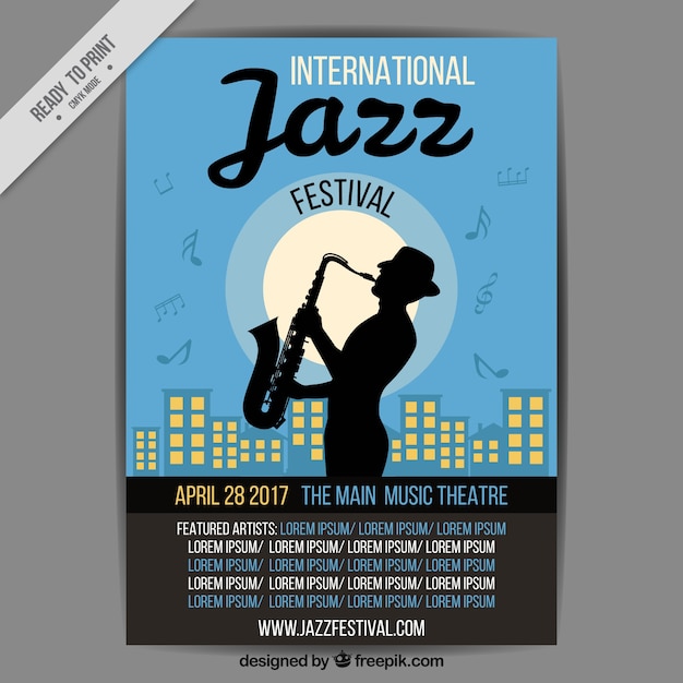 Free Vector brochure of the international jazz day with saxophone