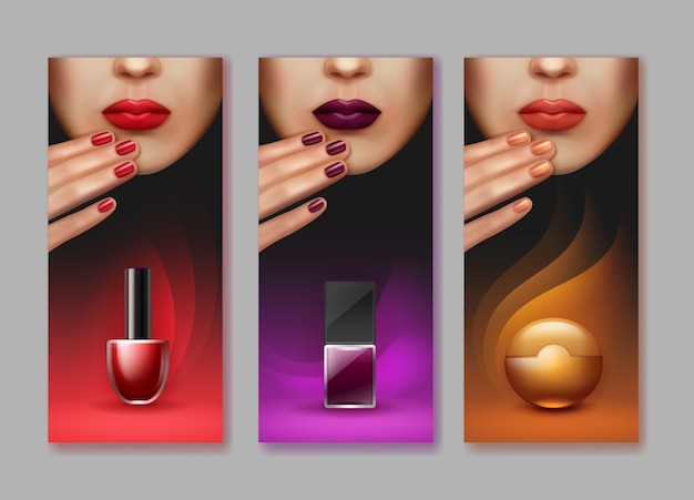 Free Vector brochure of makeup with nail polish different colors