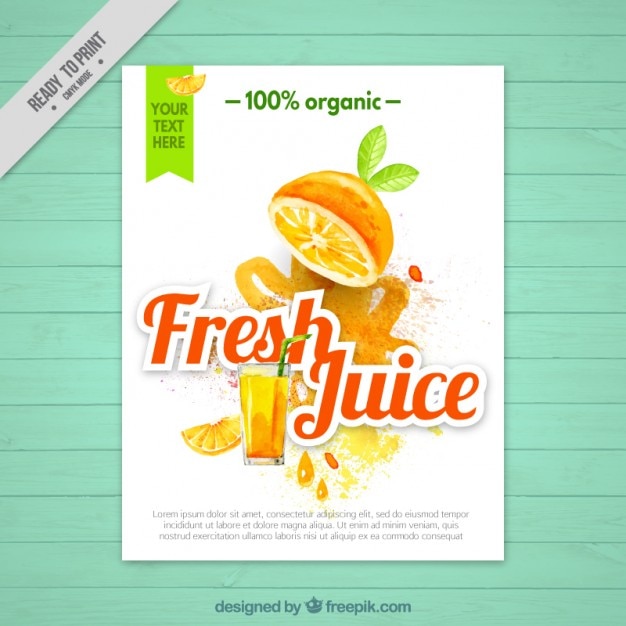 Free Vector brochure of orange juice in watercolor effect