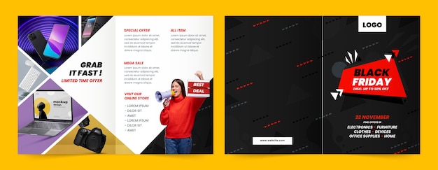 Free Vector brochure template for black friday sales