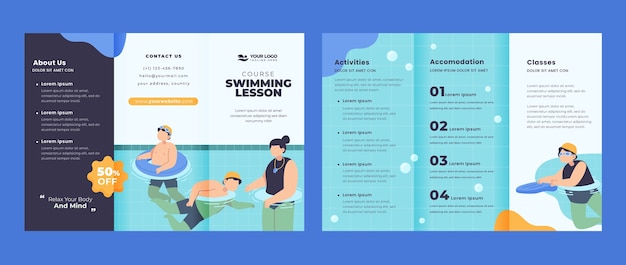 Brochure template for swimming lessons