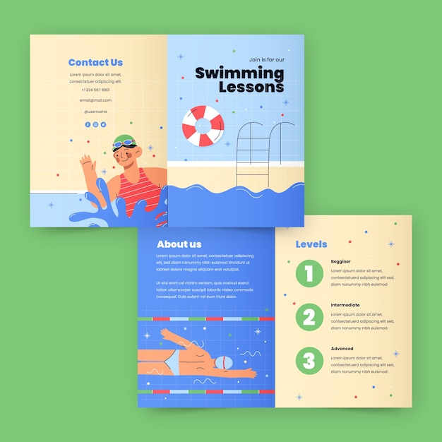 Brochure template for swimming lessons