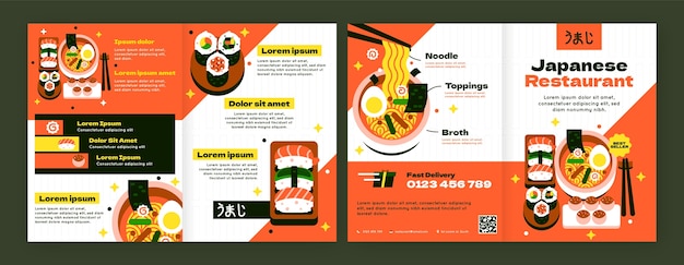 Brochure template for traditional japanese restaurant