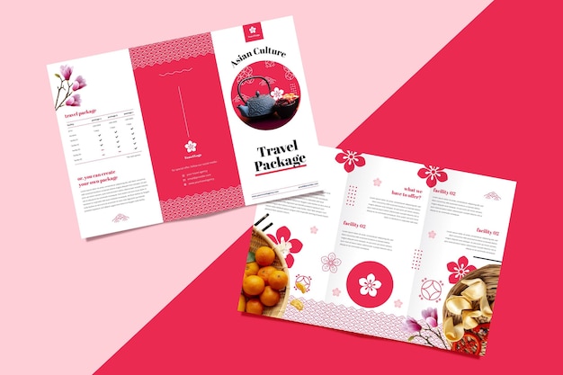 Free Vector brochure template for travel agency