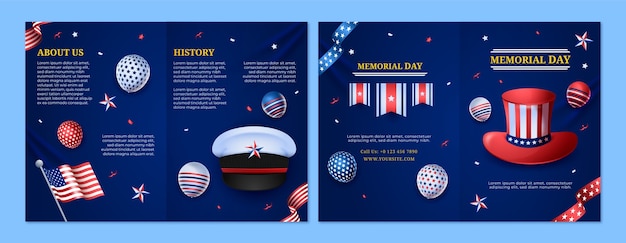 Free Vector brochure template for usa memorial day celebration