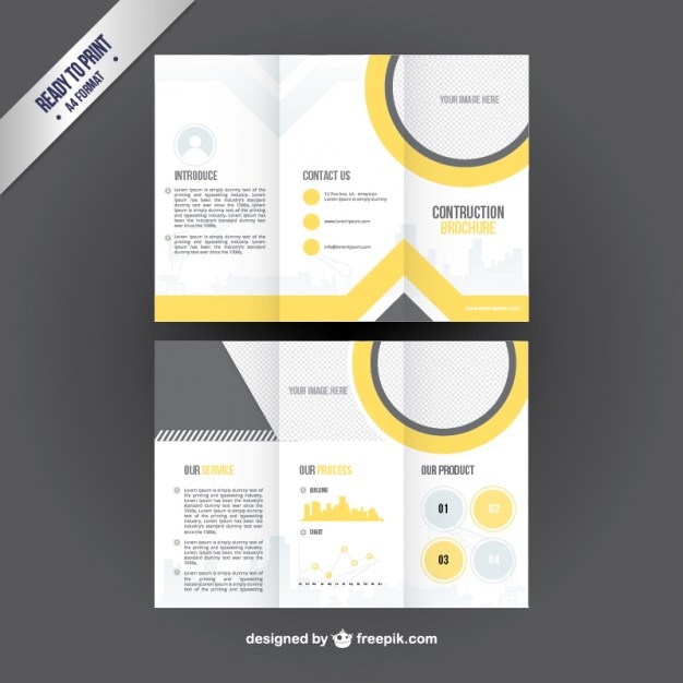 Free Vector brochure template with yellow elements