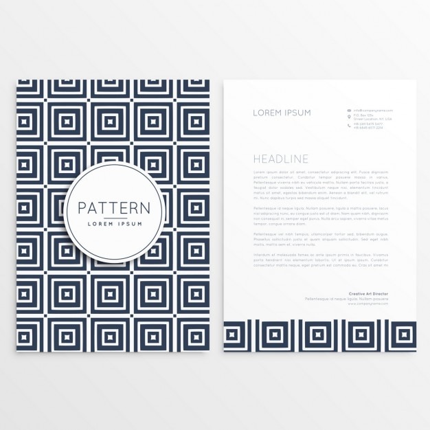 Free Vector brochure with a blue geometric pattern