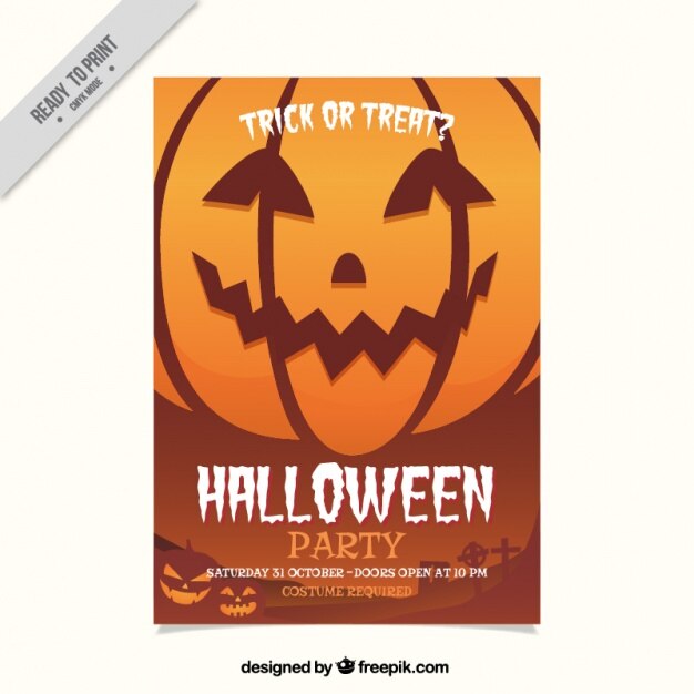 Brochure with halloween haunted pumpkin