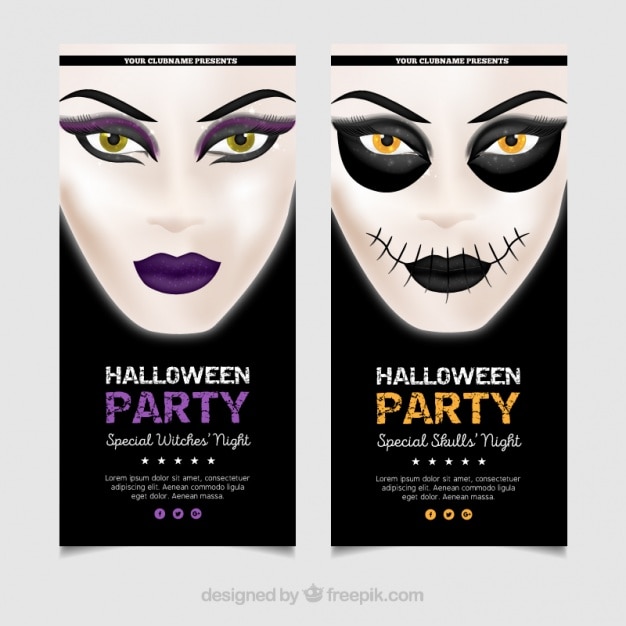 Free Vector brochures of halloween costume party 