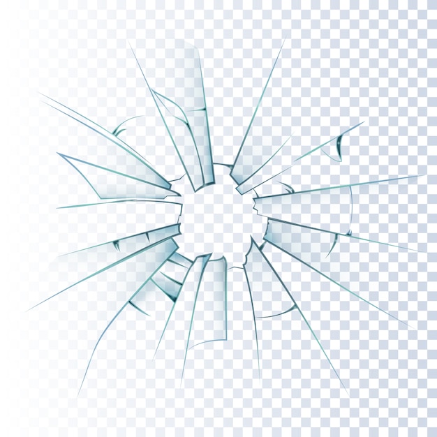 Broken Frosted Glass Realistic Icon 